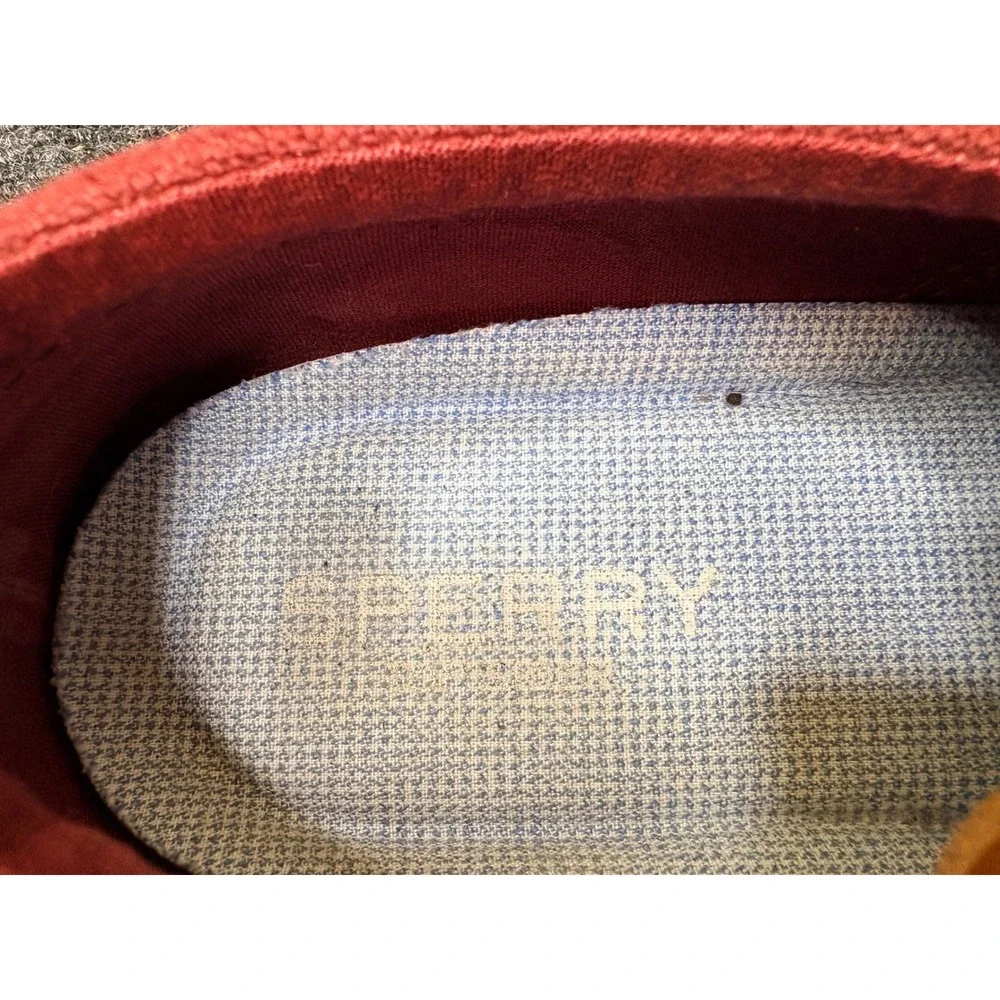Sperry Mens Striper II CVO Burlap Red Canvas Sneakers STS23057 Size 11